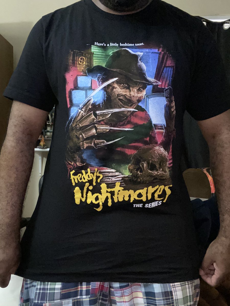theanticritic's tweet image. Forgot to post my latest acquisition… #FreddysNightmares Thank you @guttergarbs for giving Freddy’s Nightmares some shine!!!!! #HorrorBlerd #FredHead #HorrorTees #HorrorTShirts