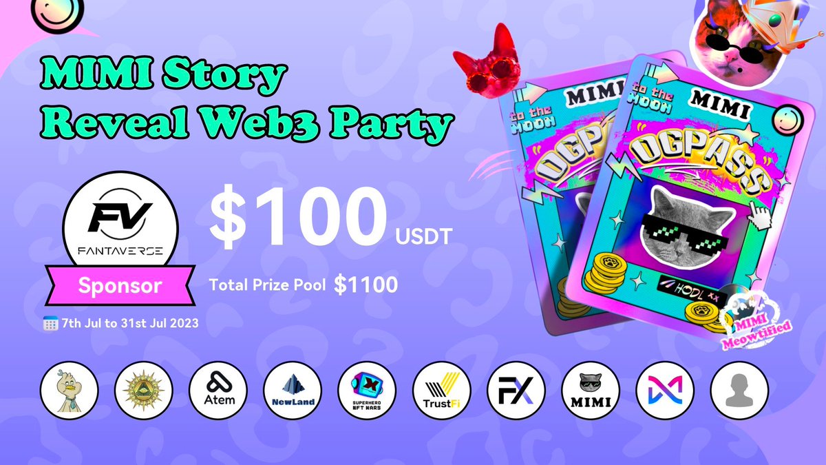 FantaVerse_FTC's tweet photo. 🥳 1100 USDT #Giveaway from 💗 𝗠𝗜𝗠𝗜 · 𝗙𝗮𝗻𝘁𝗮𝘃𝗲𝗿𝘀𝗲 · 𝟭𝟬 𝗽𝗿𝗼𝗷𝗲𝗰𝘁𝘀 💗

👑 Sponsor：@mimiwtf_HQ 

Click link to get reward:👇
https://t.co/3MKKqT3b93

📆 7/9/23 - 7/14/23

#Giveaway #Crypto #Airdrops #memecoin #USDT https://t.co/rscHKsA7jp