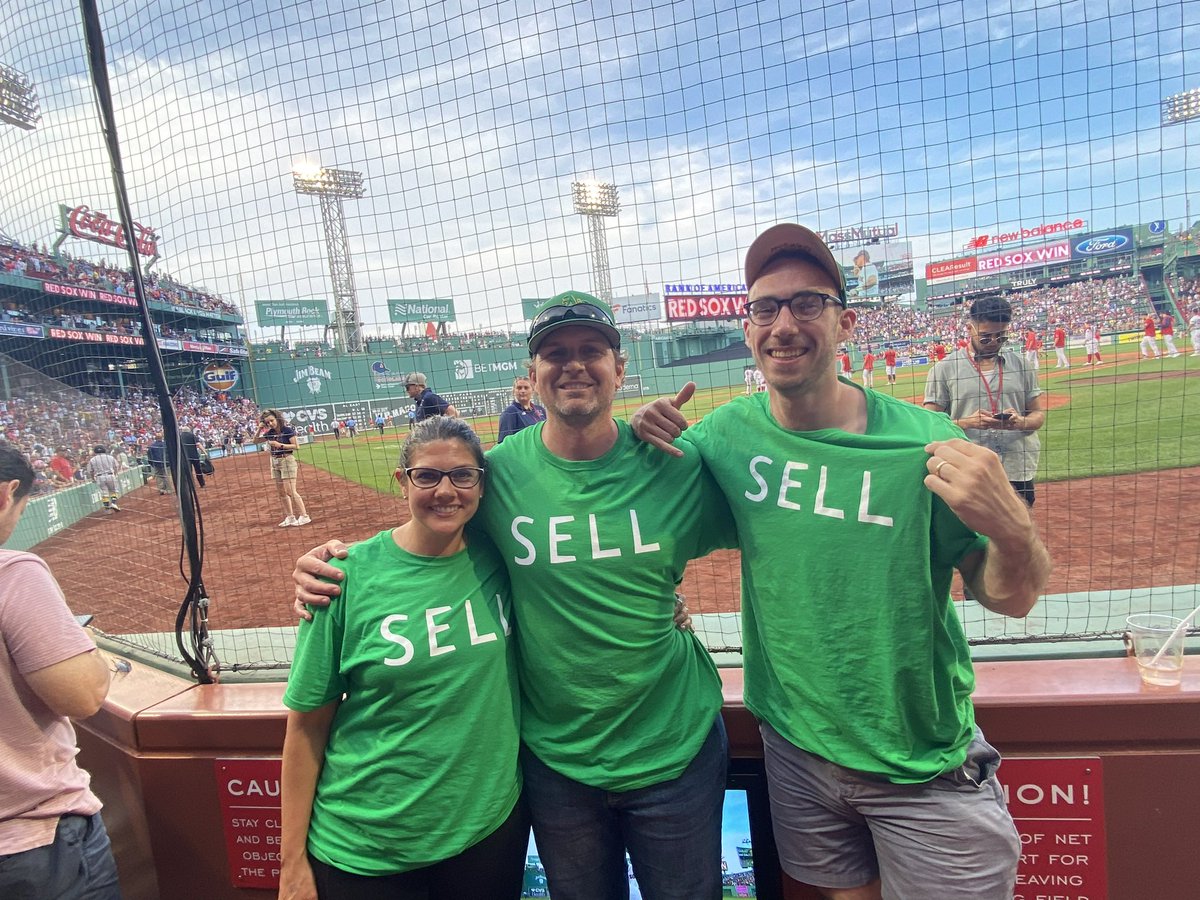 We had a great time repping the #SellTheTeam movement behind home plate today at the <a href="/RedSox/">Red Sox</a> game. Thank you to everyone for your support <a href="/fenwaypark/">Fenway Park</a>. Except the ushers who threatened to eject me from the game before the 9th inning. You can’t censor us! #FisherOut #ManfredOut
