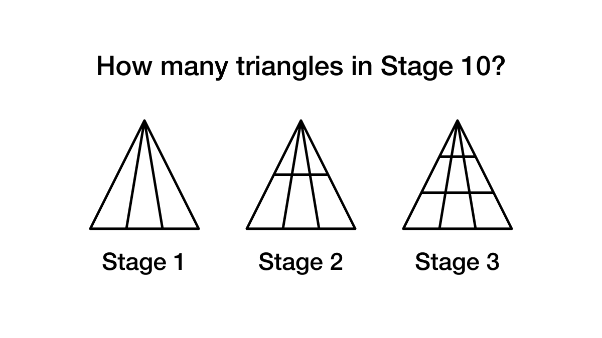 MrJohnRowe's tweet image. This is my favourite version of the "How many triangles?" problem.
#mtbos #iteachmath #visualpatterns