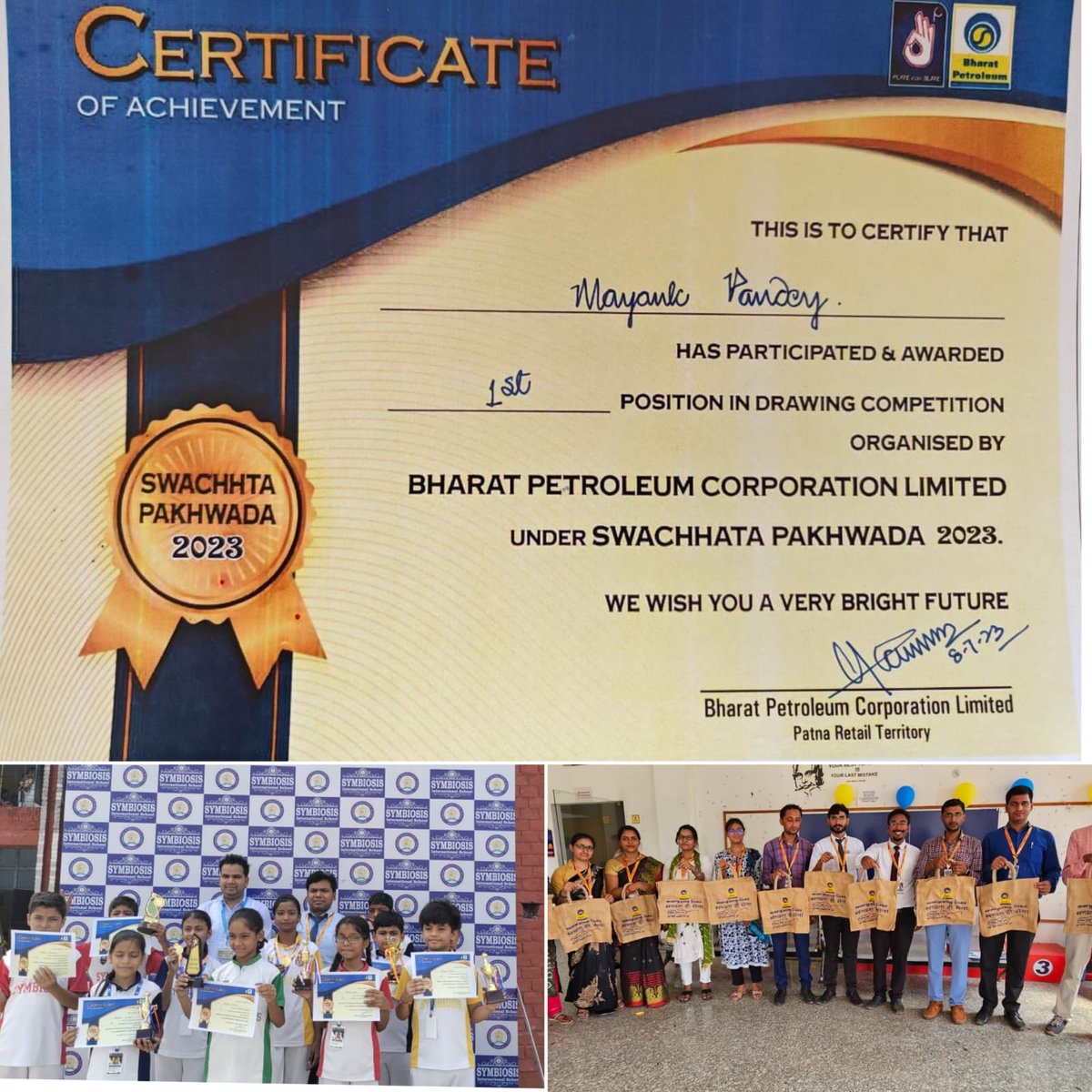 bpcl_ret_patna's tweet photo. On ocassion of Swachhta Pakhwada, slogan, drawing and essay competition was organised  at *Symbiosis International School,Semraon*, Bhojpur, BPCL Patna Terr. Event commenced with Swachhta Pledge.
⁦@BPCLimited⁩
⁦@BPCLRetail⁩ ⁦⁦⁦⁦⁦@BPCLRETAILBIHAR⁩ https://t.co/EFu76EQ4dg