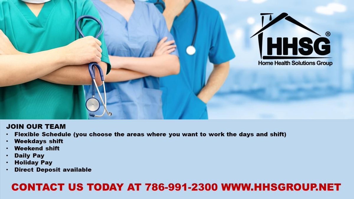 HHSGroup1's tweet photo. Home Health Solutions Group is hiring right now.
#hhsgroup 
#carreers https://t.co/0HfWEHeNq6