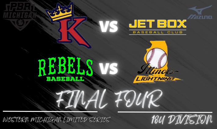Prep Baseball Michigan Scouting Coverage (@prepbasemiscout) on Twitter photo 🏆PBR Western Michigan Limited Series🏆
18u Final 4⃣ is set!
<a href="/CapitalctyKings/">Capital City Baseball Kingdom</a> 🆚 <a href="/jbbaseballclub/">Jet Box Baseball Club</a>
@Michigan_Rebels 🆚 <a href="/LightningCoach2/">@LightningCoachHart12</a> 🏆PBR Western Michigan Limited Series🏆
18u Final 4⃣ is set!
<a href="/CapitalctyKings/">Capital City Baseball Kingdom</a> 🆚 <a href="/jbbaseballclub/">Jet Box Baseball Club</a>
@Michigan_Rebels 🆚 <a href="/LightningCoach2/">@LightningCoachHart12</a>