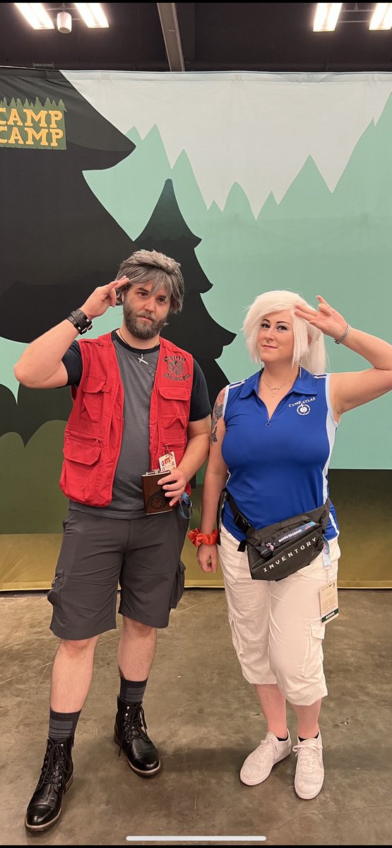 FortunesFate's tweet photo. Stuck with the camp theme for #RTX2023 as Camp counselors Qrow and Winter. #GREENLIGHTVOLUME10  #RWBY https://t.co/825mn4whwS