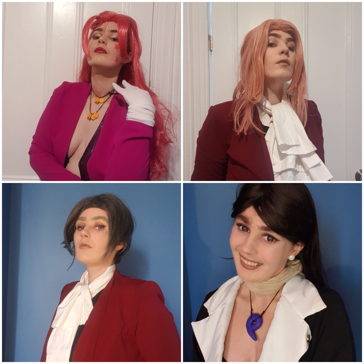 sugarcoatedace's tweet photo. To finish #nmweek23 here's a lil compilation of all my Ace Attorney cosplays (so far)
#aceattorney https://t.co/jOyo2Rsss4