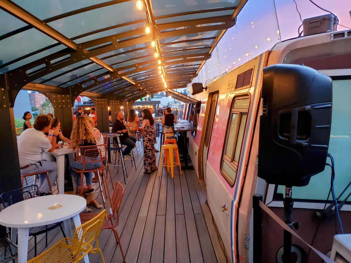 VoiceOfMetro's tweet photo. Honored to be a part of the unveiling of the thoughtfully repurposed Metro rail car that is the centerpiece of @metrobardc - a truly one-of-a-kind experience you need to have. Step back! Doors are open and the libations are rolling 👍Enjoy the ride! https://t.co/dAE6DUfZi2