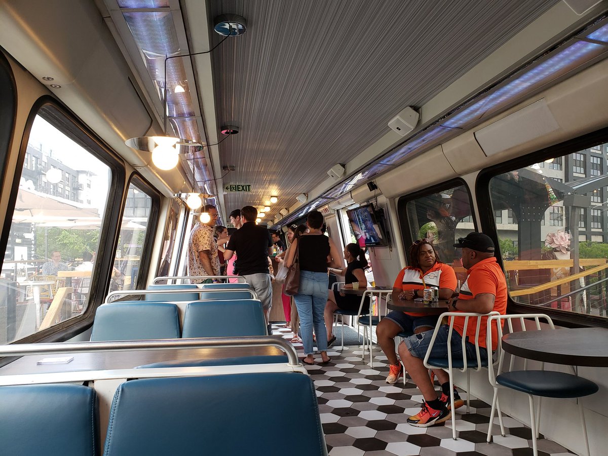 VoiceOfMetro's tweet photo. Honored to be a part of the unveiling of the thoughtfully repurposed Metro rail car that is the centerpiece of @metrobardc - a truly one-of-a-kind experience you need to have. Step back! Doors are open and the libations are rolling 👍Enjoy the ride! https://t.co/dAE6DUfZi2
