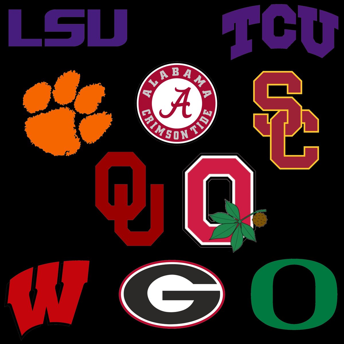 The Winningest Programs this Century:

1 Ohio St: 246-48 (.837)
2 Oklahoma: 245-60 (.803)
3 Alabama: 240-67 (.782)
4 Georgia: 235-70 (.770)
5 LSU: 223-75 (.748)
6 Clemson: 227-78 (.744)
7 Oregon: 212-80 (.726)
8 USC: 208-83 (.715)
9 TCU: 206-84 (.710)
10 Wisconsin: 208-90 (.698)