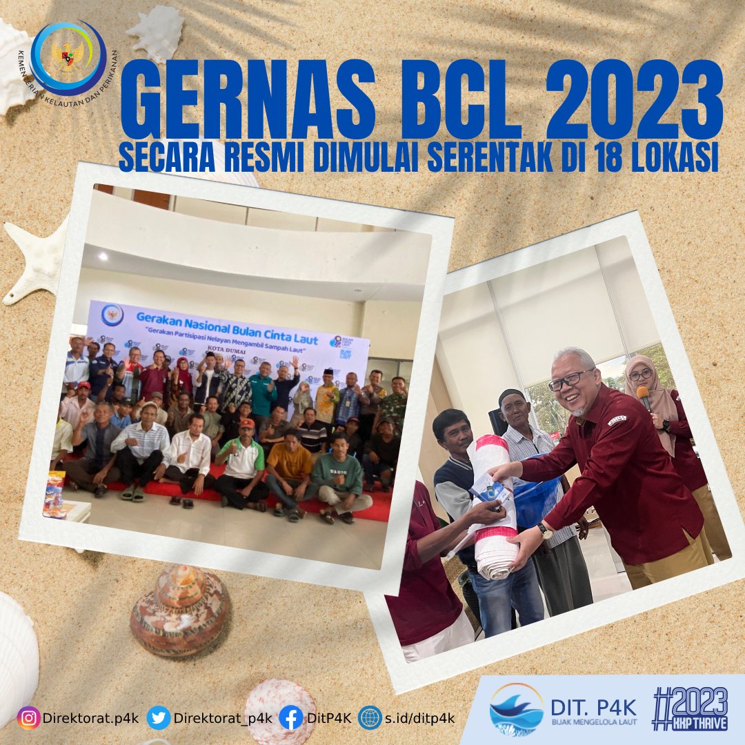 #SahabatBahari Melihat antusias masyarakat dan keberhasilan kegiatan serupa tahun 2022 lalu, kembali Dit P4k melanjutkan Gerakan Nasional Bulan Cinta Laut 2023 yang dimulai serentak pada 6 Juli 2023 di 18 lokasi seluruh Indonesia.