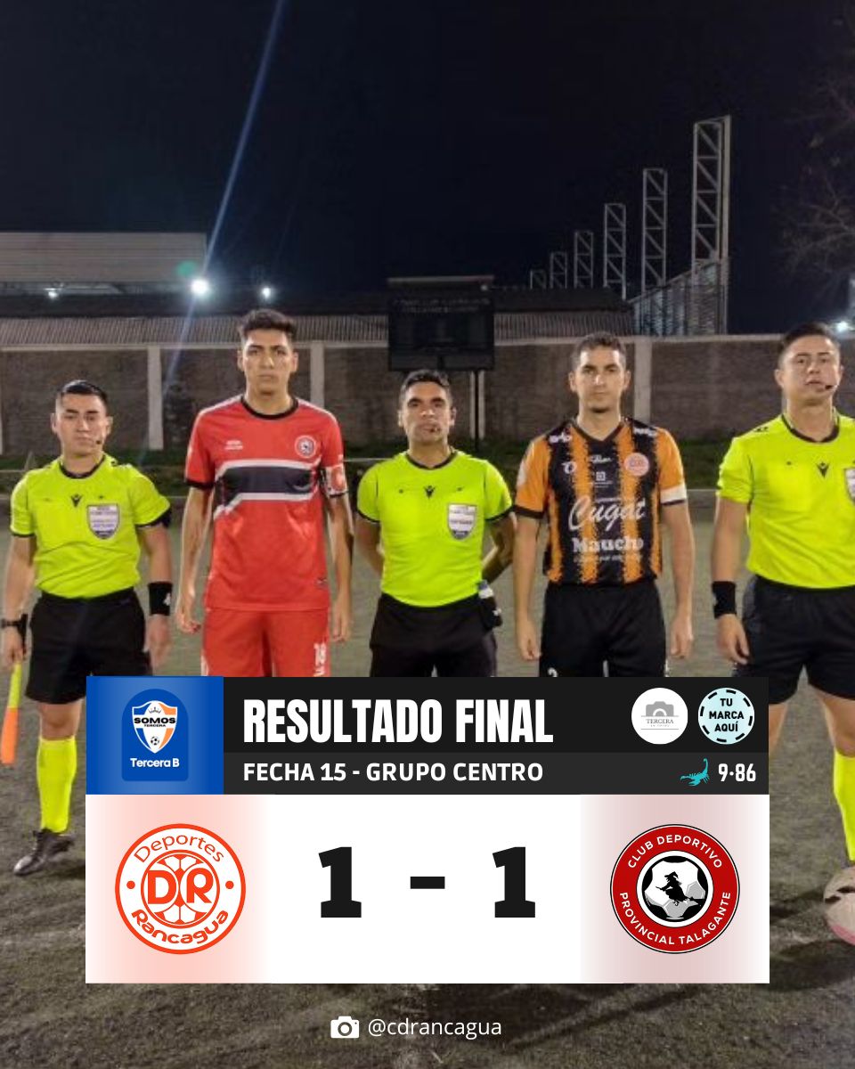 ⭕ ¡TERMINÓ EL PARTIDO!

Fue empate, #DeportesRancagua 1 a 1 con #ProvincialTalagante por la Fecha 15 del Grupo Centro.

👀 ¿OPINIONES?

.
.
.

————————————————————
#SomosTercera #TerceraA #TerceraB
————————————————————
