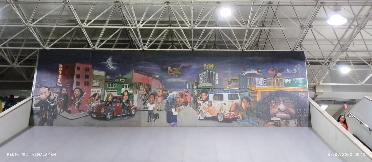 StReeTaRTCDMX's tweet photo. Mural con personajes emblematicos del Rock Mexicano, ubicado en el Metro Chabacano línea café, transbordo con la línea Azul. https://t.co/yD7gdo8iHi
