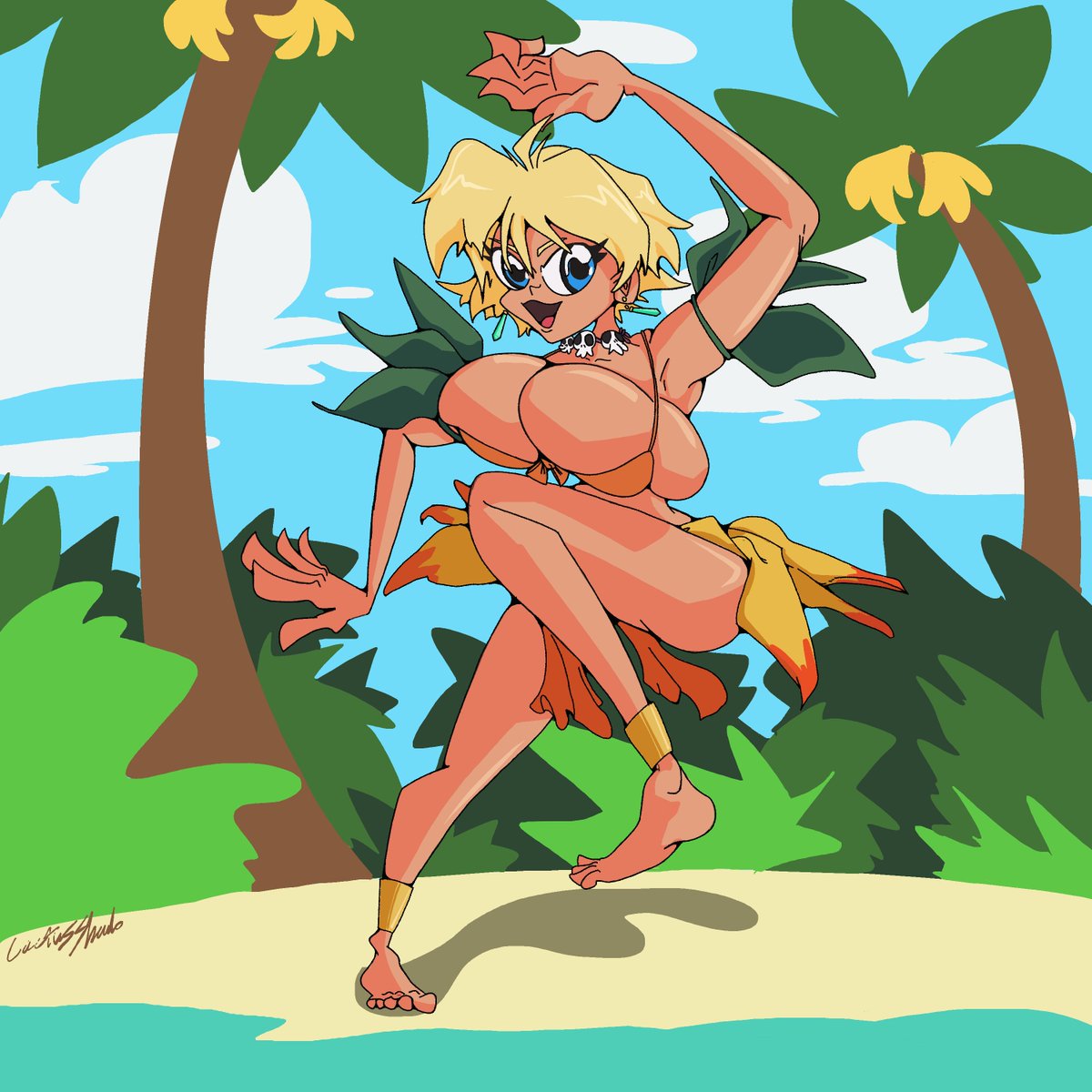 Jungle Jungle! 🍈🍈 Gotta' respect the OGs, was sitting on a half-finished version of this for months. Not sure if mashing early 00s anime and my style together works but its done! Got a potential bigger sequel in the works though 🌵