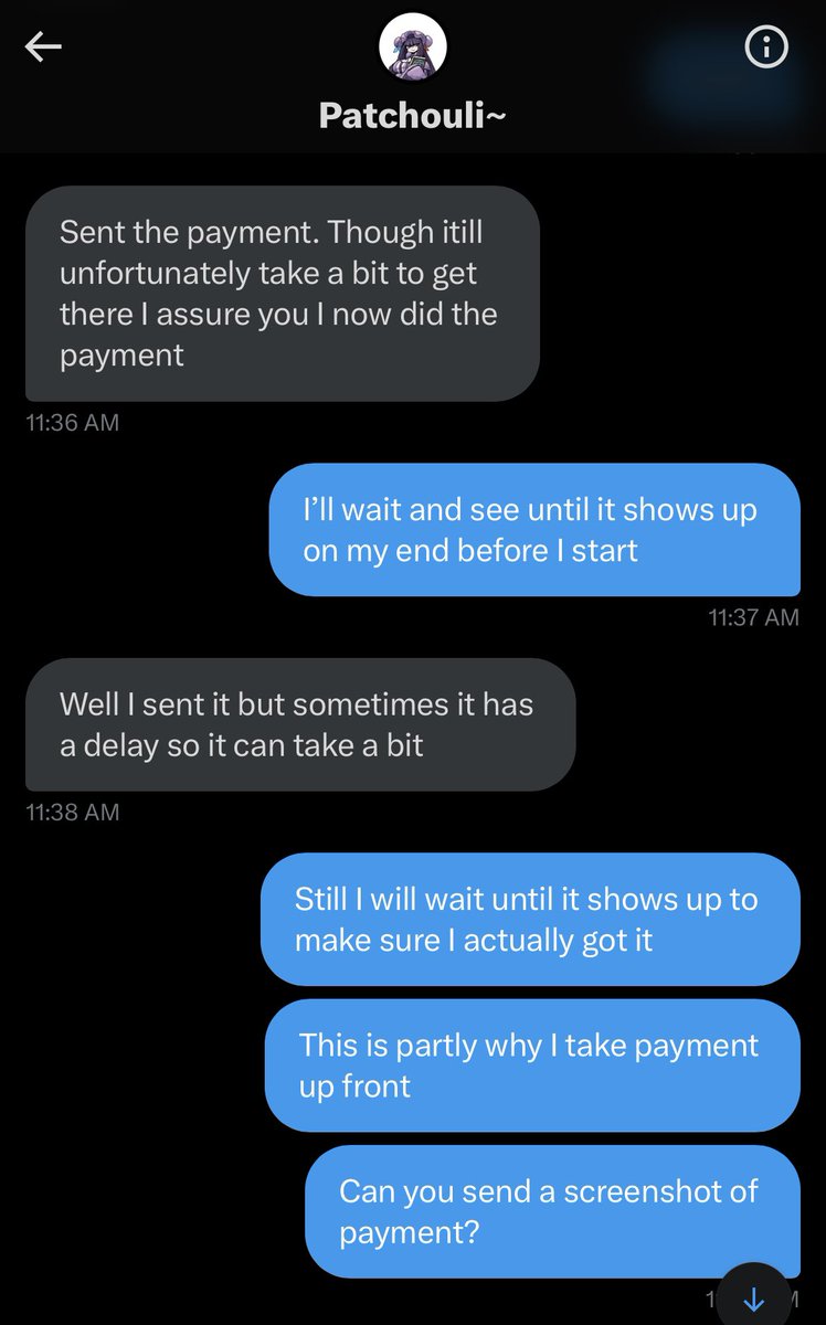 ZoruaDrawsStuff's tweet photo. Beware of this user he scammed me out of a potential $285 for a comic. He was adamant that I sketch not a comic and a whole other sketch and then he’d pay. After I confronted him on his odd behavior his account was deleted and all the messages vanished. Feels great to get used. https://t.co/kbljn4cxnW