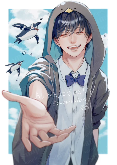 ご依頼ありがとうございましたペンギンかわいいですクラゲもがんばりました!#イラスト 