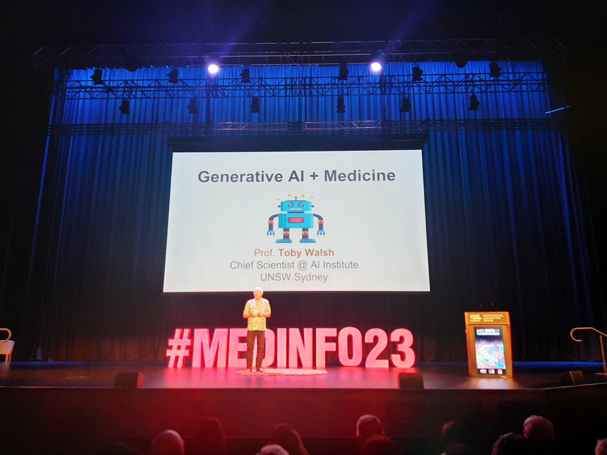 soniaebenitezok's tweet photo. Ahora le toca el turno a #TobyWalsh y continúan las charlas a modo #tedtalk esta vez sobre Inteligencia Artificial
Imaginando el futuro...será como en el film HER?
#medinfo23 #medinfoenespañol #medinfoencastellano https://t.co/JcU3aSkCaf
