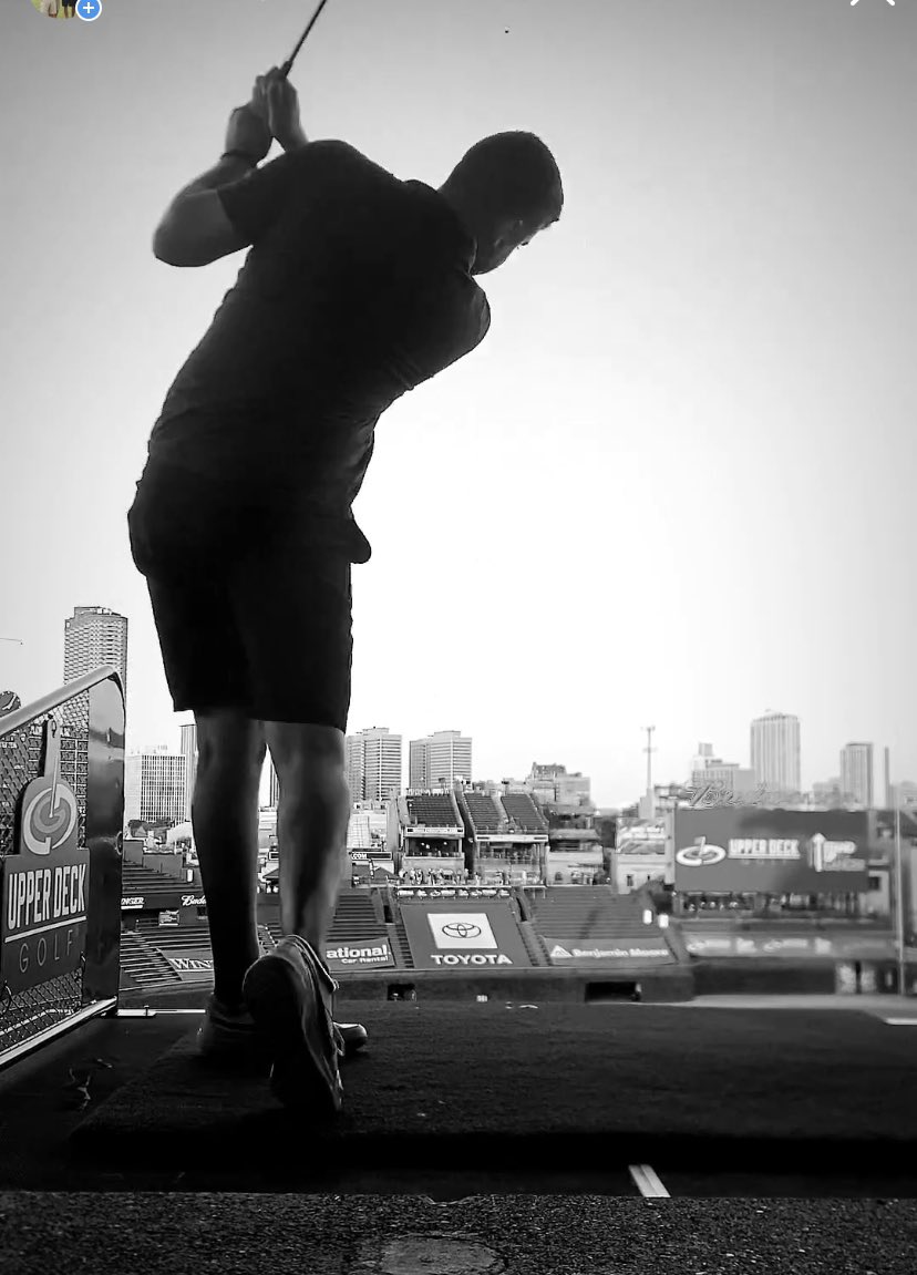 I was hitting golf balls into Wrigley Field today like it was no big deal… it was actually awesome #upperdeckgolf @Cubs ✌🏼❤️