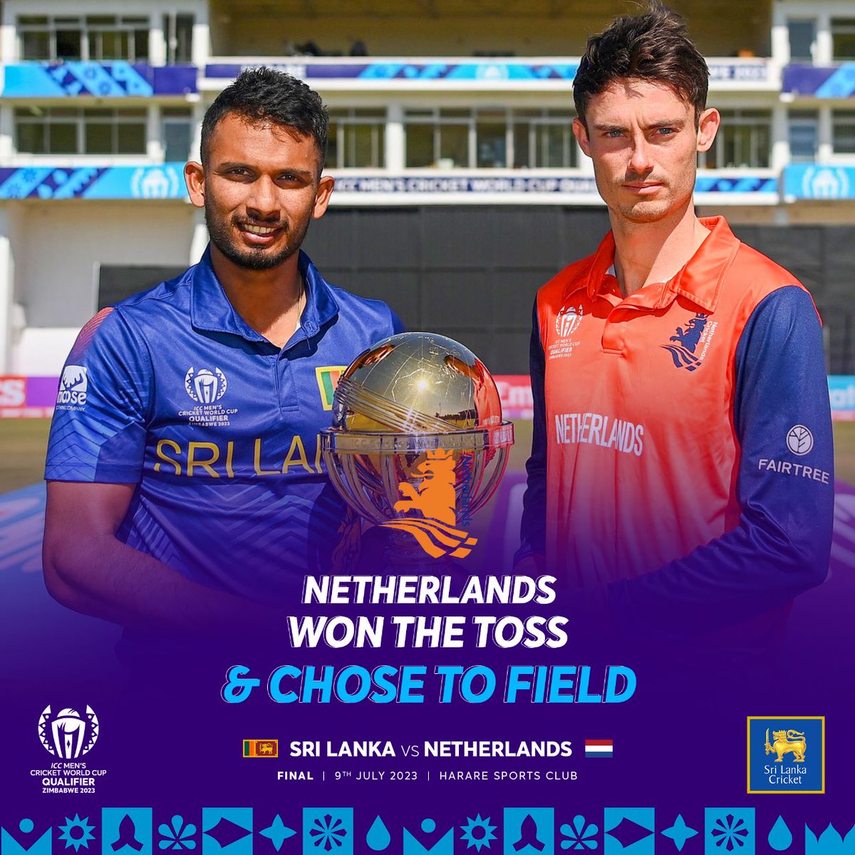Netherlands won the toss and elected to field first!

#SLvNED #ReadyToRoar #CWC23