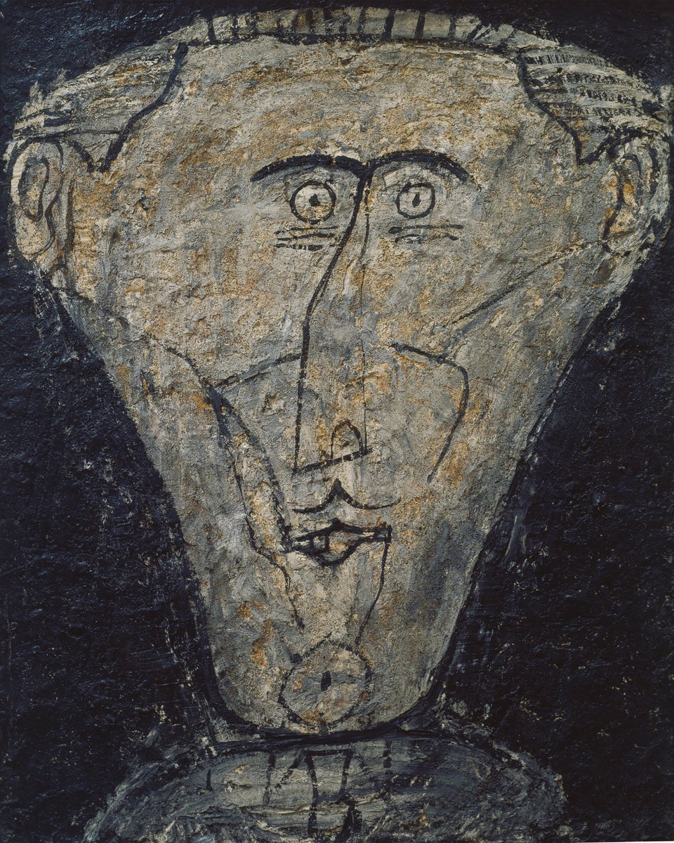 Mit nur wenigen Linien skizziert der Künstler Jean #Dubuffet hier den befreundeten Kunstkritiker Michel Tapié. Er verwendet eine breiige Masse aus Ölfarbe und Gips in seinem Werk und erzeugt damit ein #Relief! Jetzt in der Sommerausstellung zu sehen! 👉 staedelmuseum.de/de/herausragen…