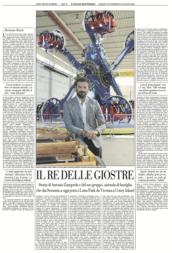 Storia di Antonio Zamperla e del suo gruppo, azienda di famiglia che dai Sessanta a oggi  porta le giostre dei luna park da Vicenza a Coney Island. L'articolo di Marianna Rizzini nel Foglio del weekend
edicola.ilfoglio.it/newsstand/inde…