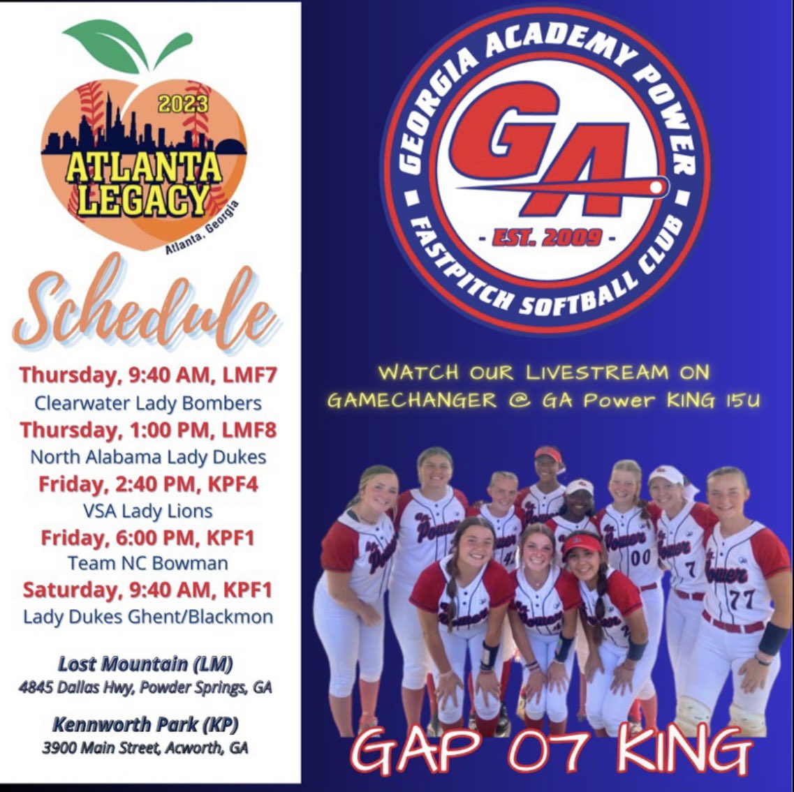 Amelia Spencer (@ameliaspencer74) on Twitter photo Our schedule for Atlanta Legacy!! So excited to get on the fields with my girls!! <a href="/Covenant_SB/">Covenant Softball</a> <a href="/GAPKing07/">GA Power King 07</a> <a href="/GrizzlyCoachKat/">Kat Ihlenburg</a> <a href="/GGC_Softball/">GGC Softball</a> <a href="/GSU_Softball/">GSU Softball</a> <a href="/CoachANicholson/">Coach Nicholson</a> Our schedule for Atlanta Legacy!! So excited to get on the fields with my girls!! <a href="/Covenant_SB/">Covenant Softball</a> <a href="/GAPKing07/">GA Power King 07</a> <a href="/GrizzlyCoachKat/">Kat Ihlenburg</a> <a href="/GGC_Softball/">GGC Softball</a> <a href="/GSU_Softball/">GSU Softball</a> <a href="/CoachANicholson/">Coach Nicholson</a>