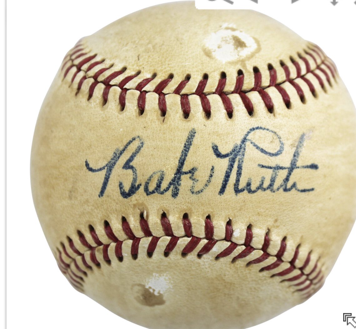 darrenrovell's tweet photo. This outstanding Babe Ruth signed ball sold tonight at @IconicAuctions for $48,871. https://t.co/CdoxNZ94zN