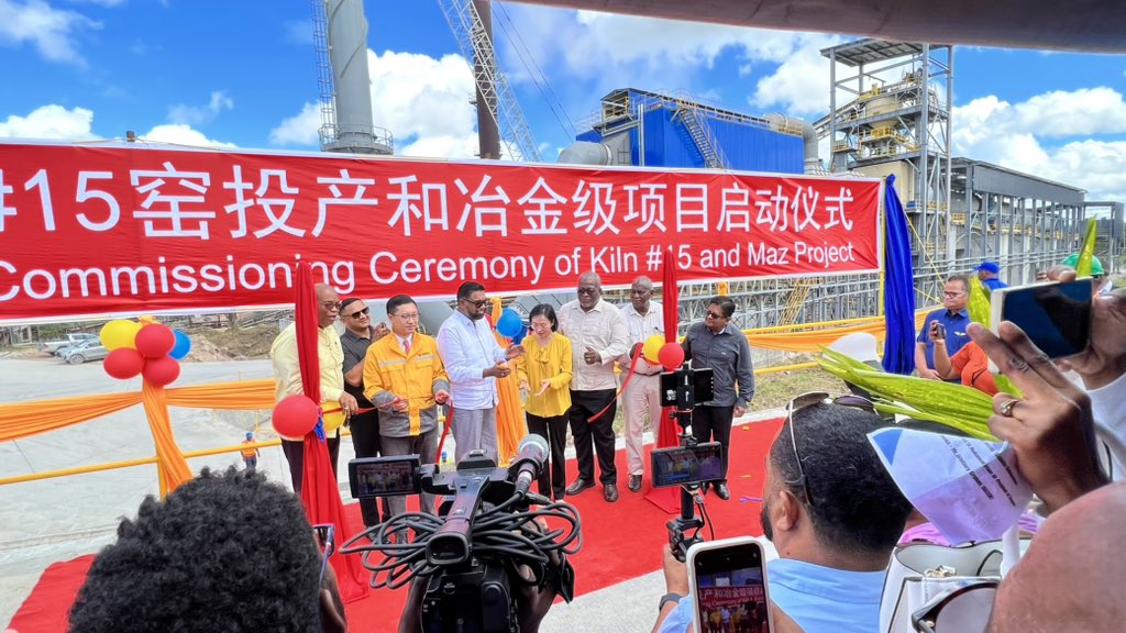 The mining town of Linden will see about 400 direct job opportunities from BOSAI as the Kiln #15 and Maz Project have been commissioned. #PPPC #Growth #development #Linden #Guyana #Guyana_China_Relations #Investments