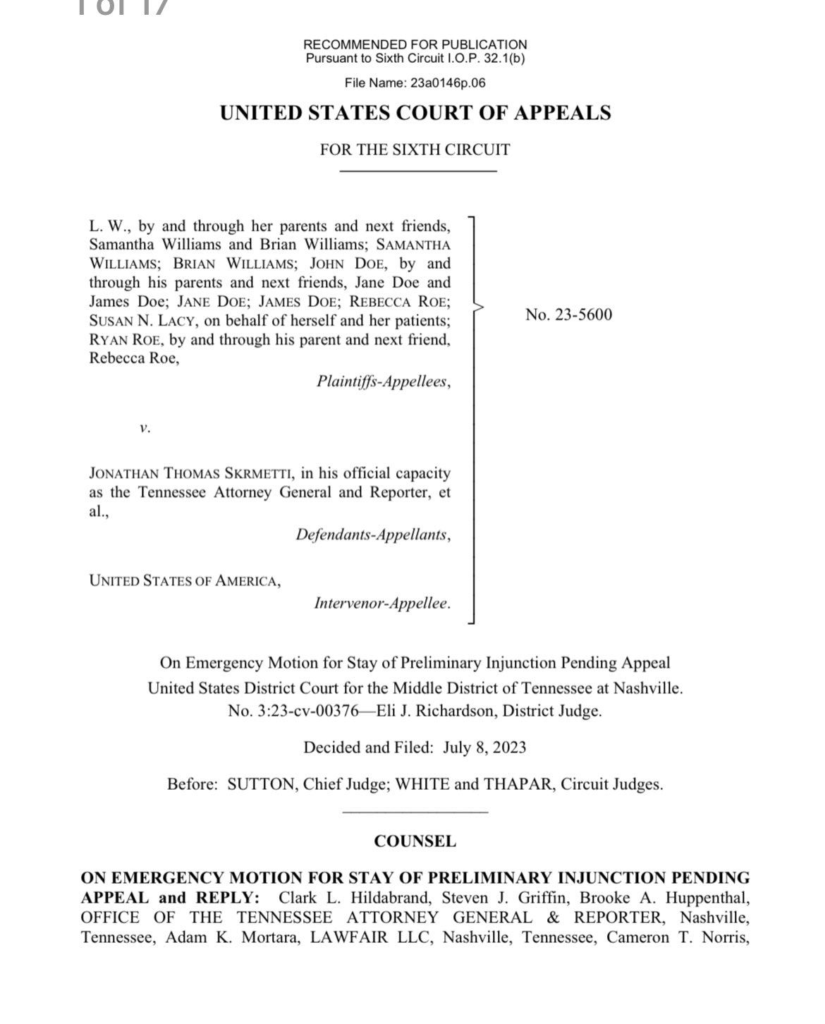 Sixth circuit opinions cheap