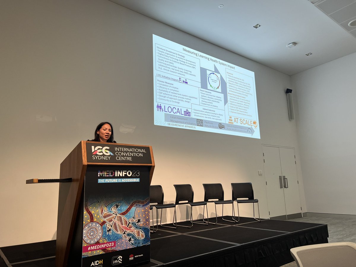 Bringing a global perspective to the translation of #learninghealthsystems from theory to practice at #MEDINFO23 w @embimd @MeltonMeaux @wendywchapman & @umichDLHS's Chuck Friedman!