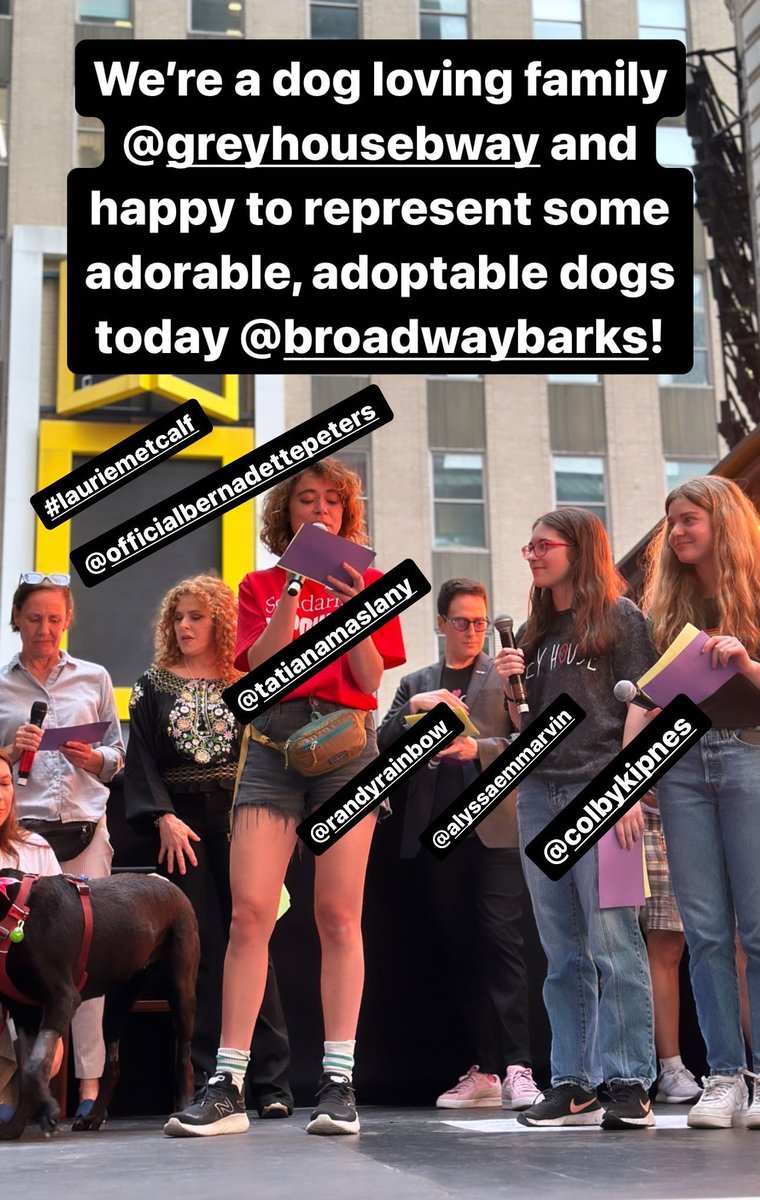 Tatiana Maslany and the cast of Grey House speaking at today's @BroadwayBarks event. 🐶