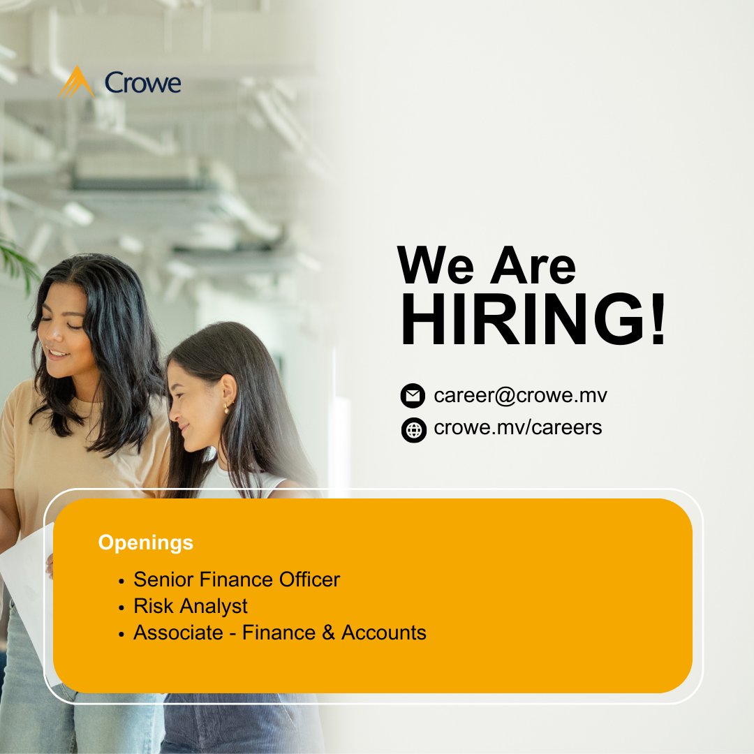 We're hiring! Join our team and embark on a rewarding career with endless possibilities. 

Check out our job openings at bit.ly/3D60YUq

#crowemv #smartdecisionslastingvalues #careersatcrowe #wearecrowe #jobopenings