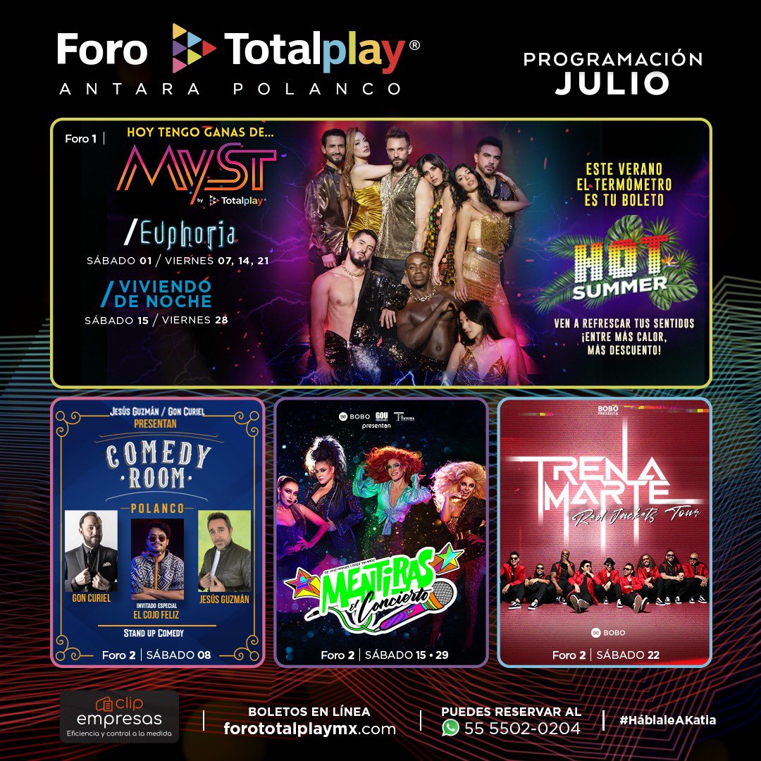 Nuestra cartelera de Julio ¿Ya tienes tus boletos? Te esperamos 🙌🏼
