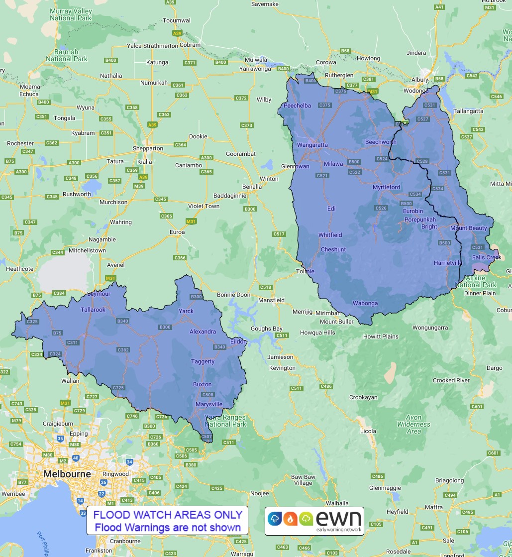 VIC Flood Watch for North East Victoria. #flooding #ewnalerts #danger #river #alert #bneflood #VIC #vicfloods bit.ly/3NG6DFD