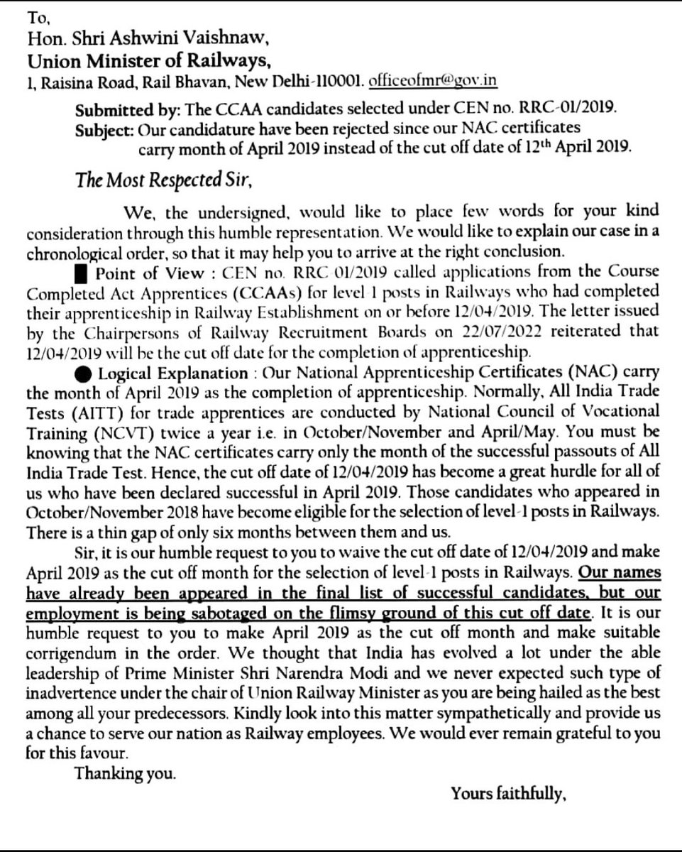 sonuKum2987696's tweet photo. Ministry of Skill Development of India issues certificate to recruit CCAA109.  Still the joining of 4000 CCAA109 in level-1 has been stopped.  Please do take cognizance of this.
@AshwiniVaishnaw 
@ShivaGopalMish1 
@IR_CRB 
@RailMinIndia 
@lahotiak 
@HqNrmu 
@khadseraksha https://t.co/GLyyLmSVA6
