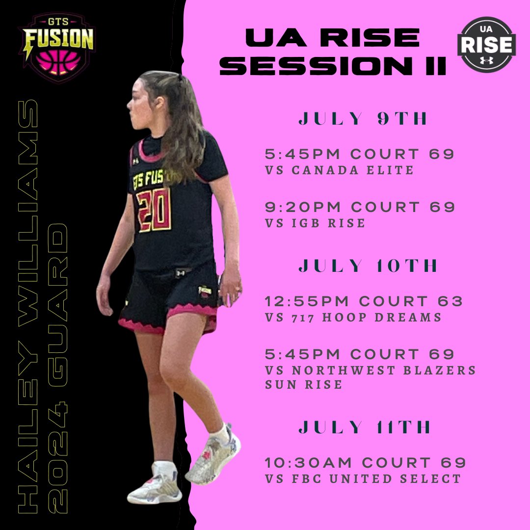 Hailey Williams (@hwilliams_20) on Twitter photo Finished up with <a href="/IE_HoosierHeat/">Insider Exposure - Hoosier Heat</a> and <a href="/WarGames285/">WarGames 28.5</a>! Now to Kentucky for the UAA Session II. <a href="/UANextGHoops/">Girls UAA</a>
<a href="/GTS_Fusion/">GTS Fusion Basketball</a>
Here's our schedule ⬇️ Finished up with <a href="/IE_HoosierHeat/">Insider Exposure - Hoosier Heat</a> and <a href="/WarGames285/">WarGames 28.5</a>! Now to Kentucky for the UAA Session II. <a href="/UANextGHoops/">Girls UAA</a>
<a href="/GTS_Fusion/">GTS Fusion Basketball</a>
Here's our schedule ⬇️