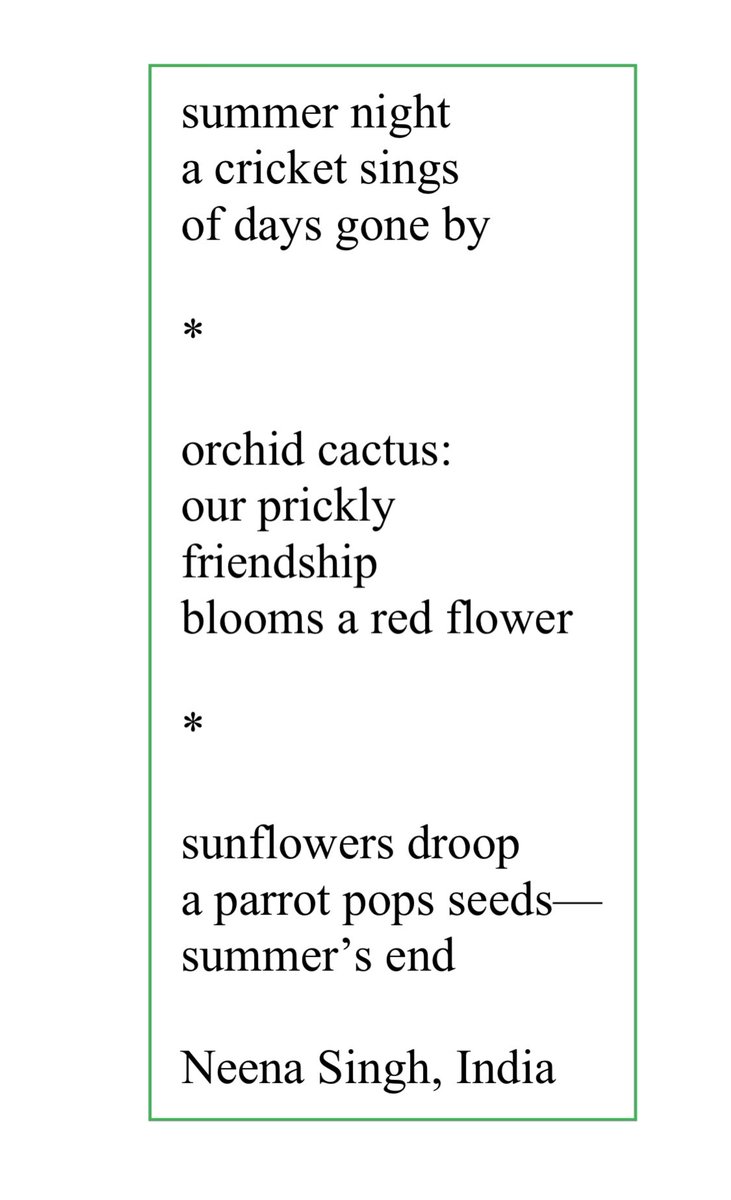 NeenaSingh7's tweet photo. #CreativeInspirations July/August 2023 received today.
Grateful to Rev. Maurice Reynolds for the inclusion of 3 of my #haiku on the theme of #Summer in the beautiful issue.
Congratulations to all featured poets. https://t.co/2ZgN0dPX63