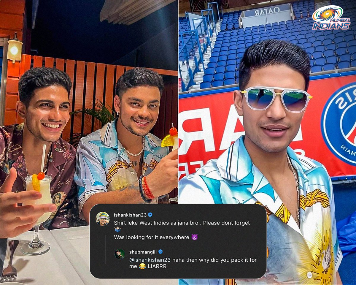mipaltan's tweet image. You go from being Friends 👉 Brothers, when you start wearing each others’ clothes 👕
This wholesome banter between the two is 🤌😍
#OneFamily @ishankishan51 @ShubmanGill