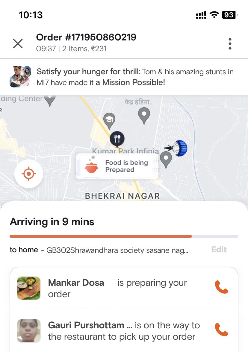 OsumAshish's tweet photo. @SwiggyCares why this agent is landing with parachute, Pune is normal today guys 🤓🤓🤓 https://t.co/zX6ZyUwtpt