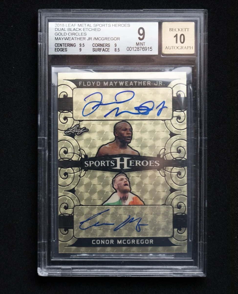 RT @ChiefPrizm: 1/1 Gold Conor Mcgregor / Floyd Mayweather 

$4,000 

Best card in the set. https://t.co/tlU9S5oqVN