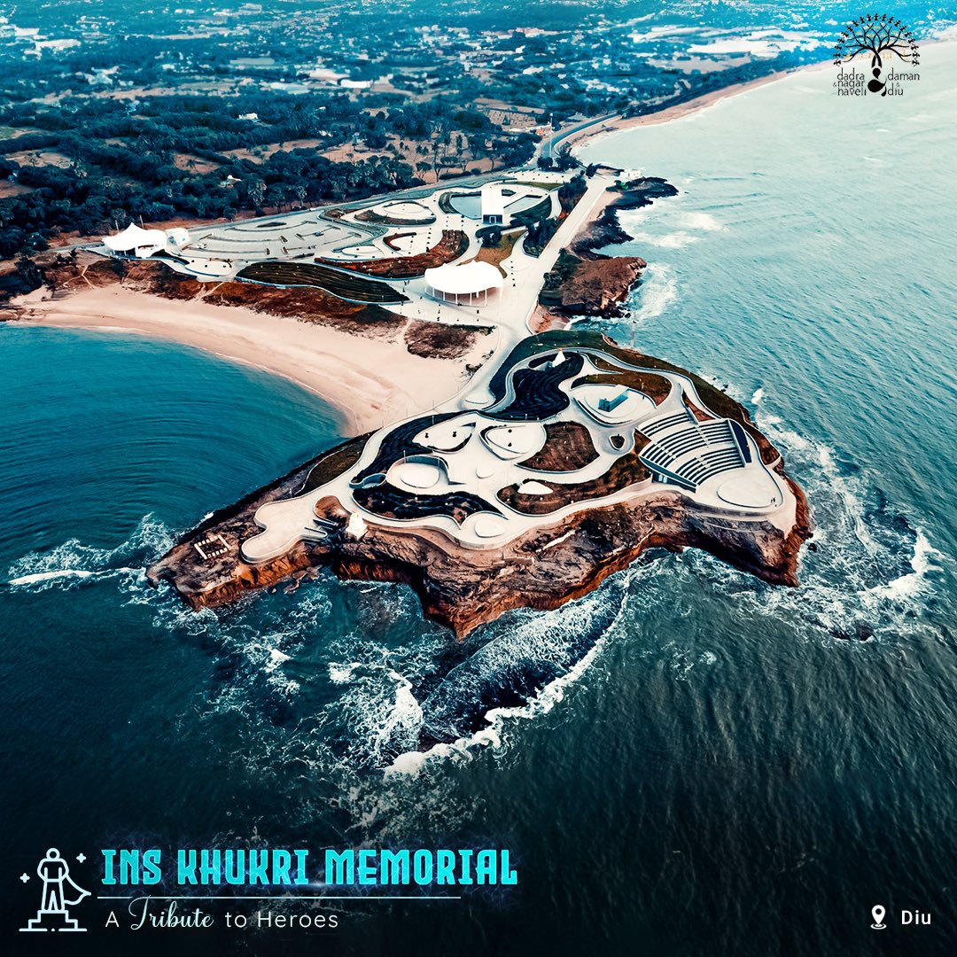 dnhddtourism's tweet photo. Step into history and honor the brave warriors at INS Khukri Memorial in Diu. Perched on a scenic hillock, this memorial pays homage to the courageous souls who served aboard the INS Khukri.
#diu #diuisland #ins #inskhukri #warship #indiannavy #diutourism #explorediu https://t.co/9oMtxVuRzy