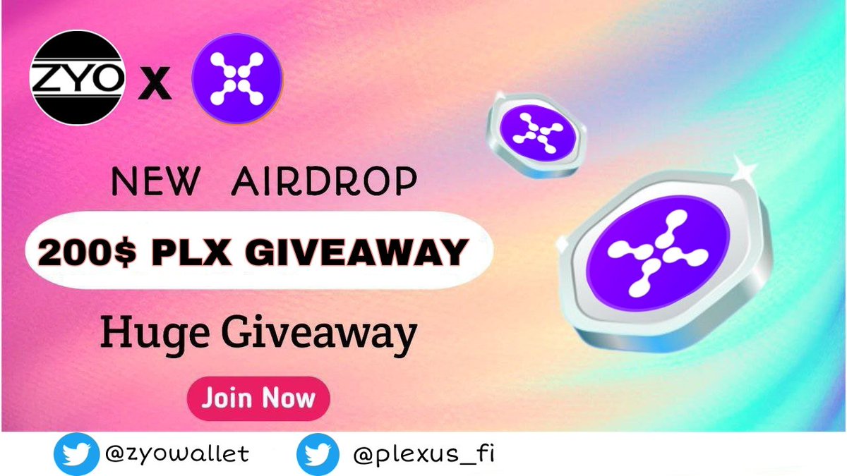 zyowallet's tweet photo. 🥳PLEXUS x ZYOWALLET DAO

🏆Prize Pool : 200$ in $PLEXUS 

🚀 Listed on: CoinMarketCap &amp; CoinGecko

✅ Follow : @zyowallet &amp; @plexus_fi
✅ Like , Retweet And Tag 3 Friends
✅ discord - https://t.co/fzC5QbEnrf
✅ Done
⏳Winners in 24 Hours

#Giveaways #Airdrops #PLEXUS  #SUI https://t.co/zqWV8bvlCx