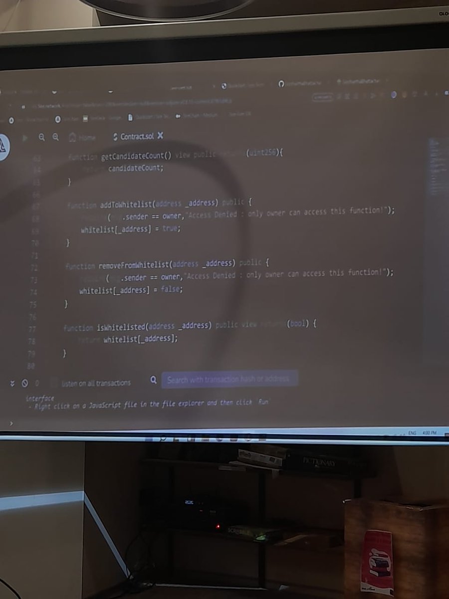 rishita_nayak35's tweet image. 2. After being comfortable with all Mr. Bhattacharjee, tech head of 5ire- Chennai, gave a sneak peak of what 5ire-Blockchain is all about. He also made us understand line by line about voting system project done in 5ire-Blockchain technology. 

#HTFLearning #HTFChennai