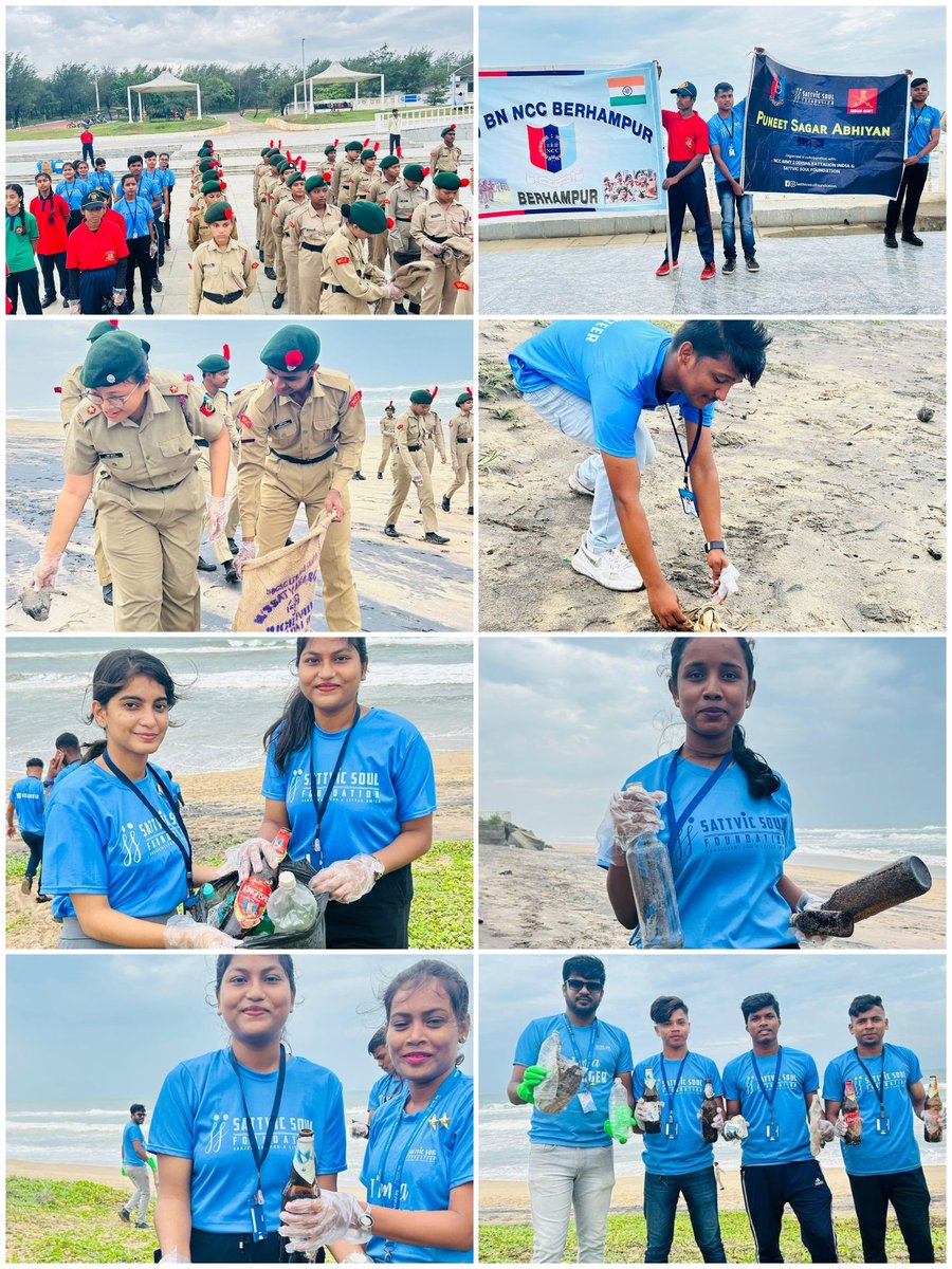 ShibaniPadhy3's tweet photo. Puneet Sagar Abhiyaan at Army AD beach .... @SATTVIC_SOUL in collaboration with NCC 2 Odisha Battalion, Includes school students from KV, Army school and Khallikote University.
@Ssamal12345
#cleanenvironment #climatewarriors #ClimateAction #plasticfreeenvironment #cleanthebeach https://t.co/NCvXbmv7cq