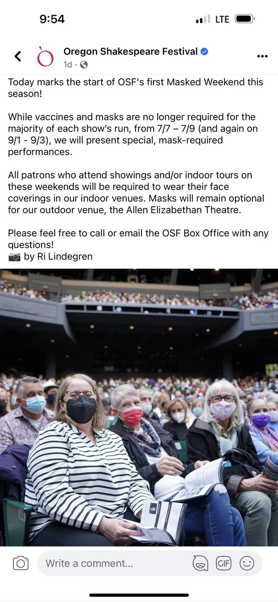 Shout out to @osfashland for offering inclusivity during an ongoing public health threat. Local arts, theater & museums should follow suit. Masking for a % of run dates is a minor accommodation @fleetscience @gomuseums @SanDiegoCounty @SanDiegoMag @SDNHM @SDCivic @sdtheatres