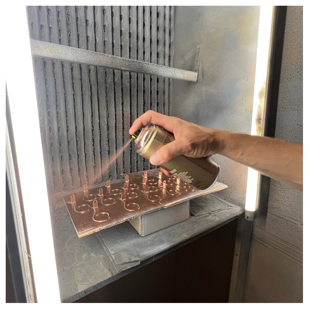 C O P P E R

Parts being sprayed for a copper ARC cascade.

#lighting #copperlighting #interiordesign #interiors