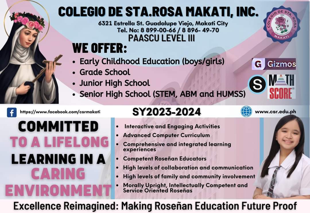 csrmakati1964's tweet photo. Explore the road to success with us as we set out on a remarkable educational journey! Join our prestigious institution to open up a world of learning, development, and limitless opportunities. Enroll today to set the course for a better future. https://t.co/nAoH45kp26