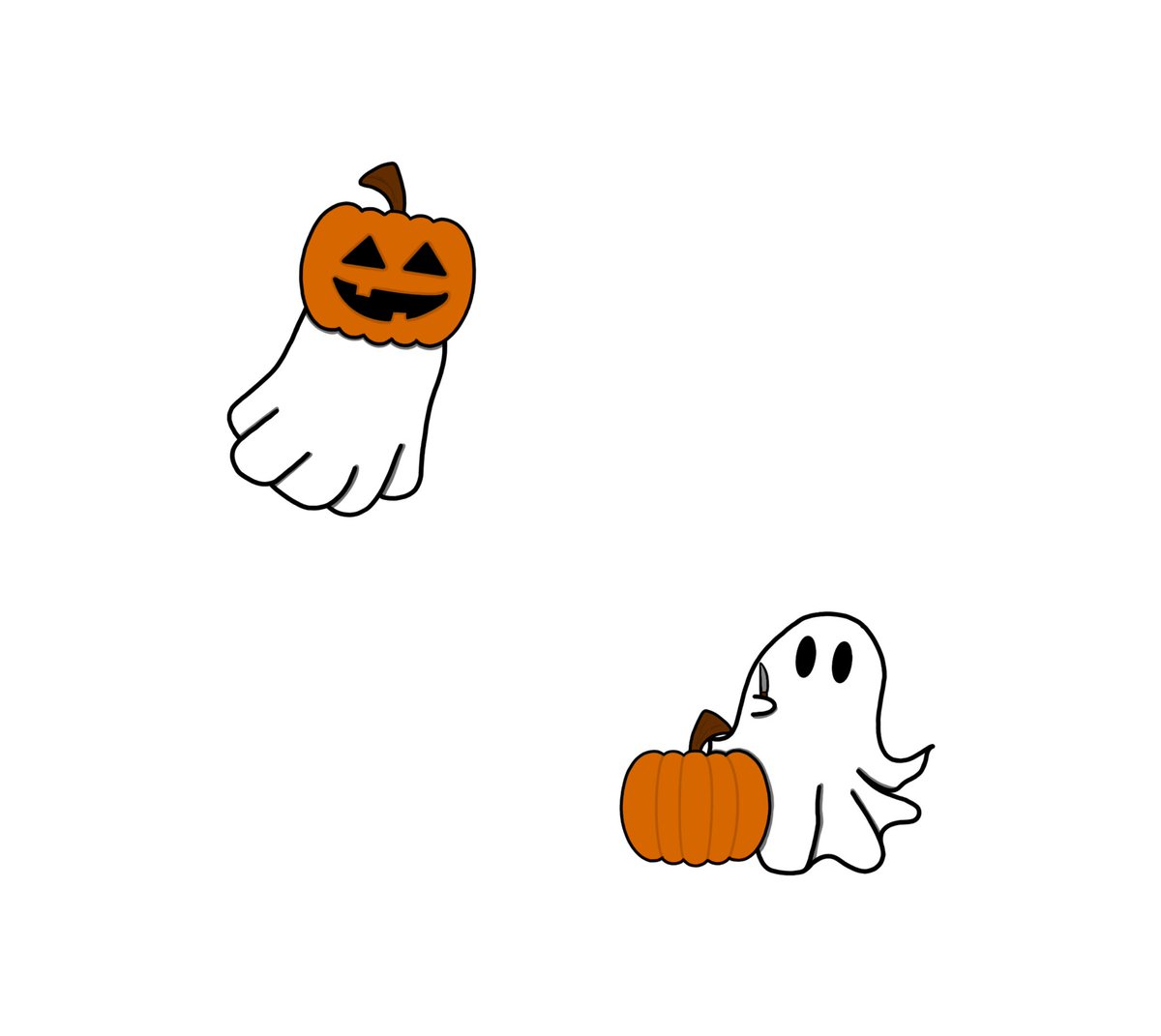 ArtistAsh19's tweet photo. Only 114 days until Halloween!! It’s never too early to celebrate though!

These cute little ghosts are available in my shop!
.
.
.
.
#halloween #ghosts #pumpkins #carving #jackolantern #cute #stickerart https://t.co/FJreC0M4Uo