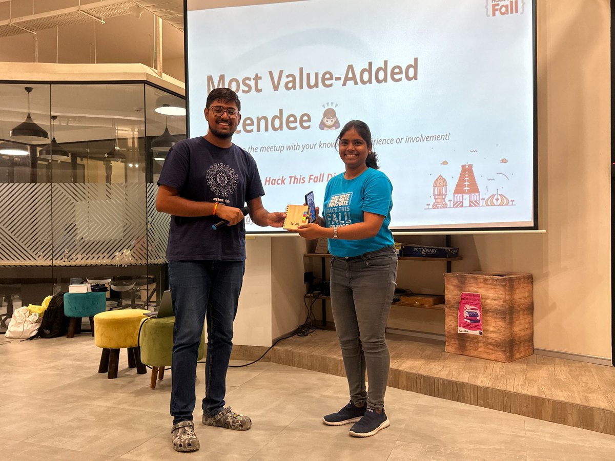 rishita_nayak35's tweet photo. @hackthisfall @siddharth_hacks @GitHubEducation @getunleash @storyblok 6.After that , we had open stage to speak whatever we wanted to share. And then comes the swag winners.
There were many categories, out of which I was given the tag of being the Most Value-Added Attendeeπβπ»
#HTFChennai @siddharth_hacks @hackthisfall https://t.co/d6MtzPXnV8