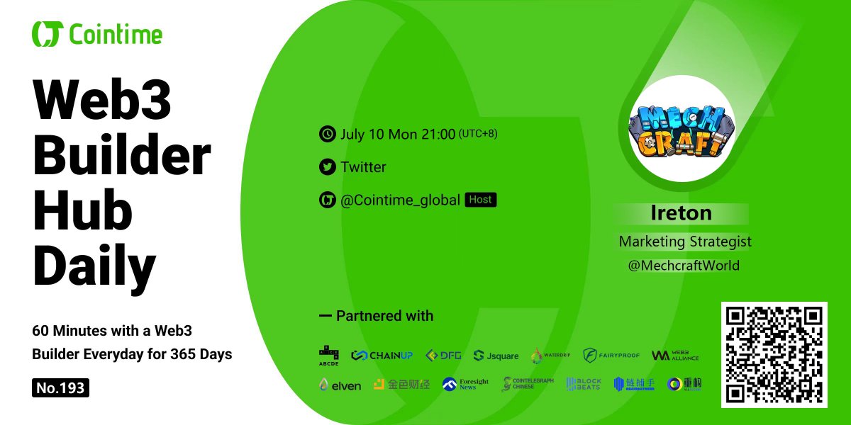 Cointime_global's tweet photo. 📣 Let's talk #Web3Gaming with @MechcraftWorld 

 🤔 Does gaming really need blockchain? 
 🔄 How to design #Tokenomics model?
🎮 Explore #Blockchain gaming markets &amp; trends

Join us this Monday at 21:00 (UTC+8): https://t.co/MHYMPdQrX0 https://t.co/TwqpurFvdi