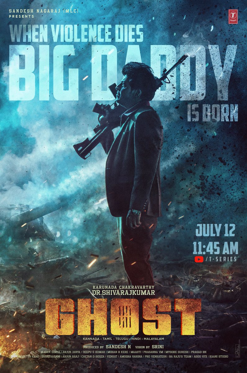 #BIGDADDY from the film #GHOST Releasing on July 12 at 11:45 AM on <a href="/TSeries/">T-Series</a> YouTube Channel

<a href="/NimmaShivanna/">DrShivaRajkumar</a> <a href="/SandeshPro/">Sandesh Productions</a> <a href="/lordmgsrinivas/">SRINI</a> #Shivanna #GhostTheMovie #GhostTheFilm #Srini #SriniUniverse