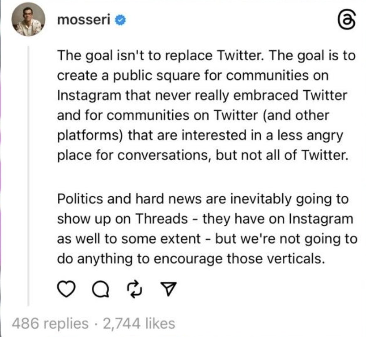 So #Threads is basically filtered <a href="/Twitter/">Twitter</a>?
Oh right Instagram makes everything "pretty" with #filters. Gotcha. 

#RIPFreeSpeech 
#AngryTweet 
#threadsvstwitter
